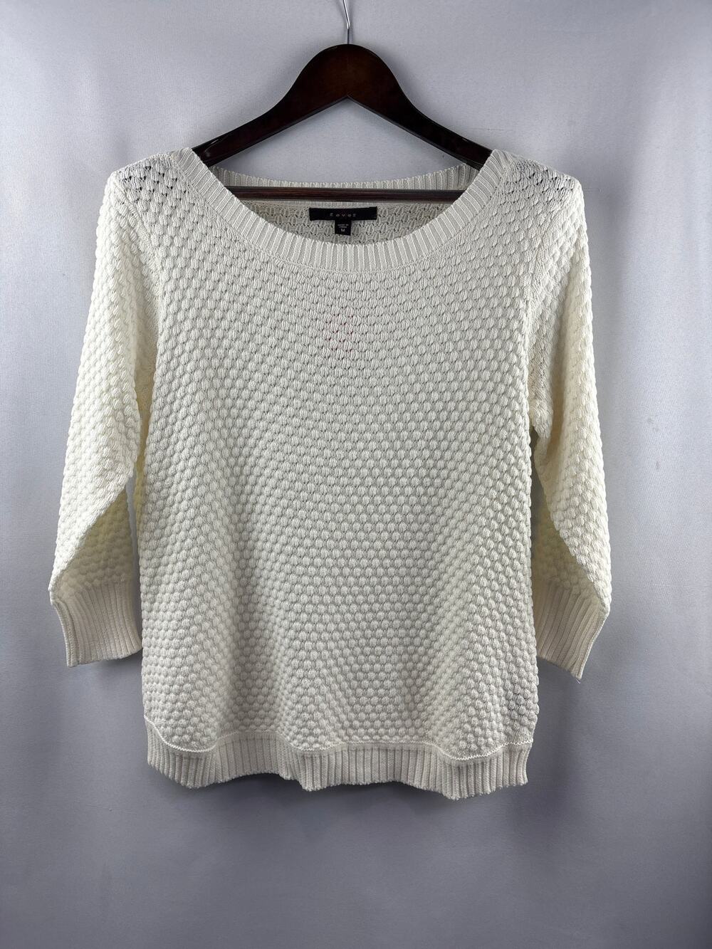 Women’s Fever Medium Cream Knit Scoopneck Sweater